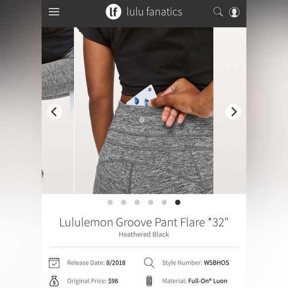 Lululemon Heathered Black Groove Pant Flare Women’s Size 10 - Picture 3 of 7